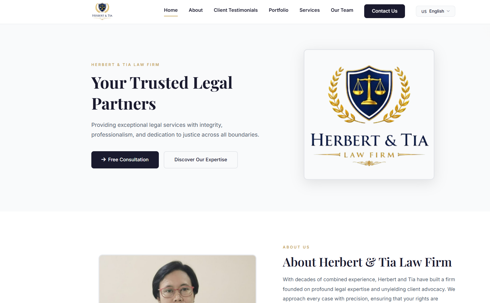 Herbert and Tia law firm — portfolio project